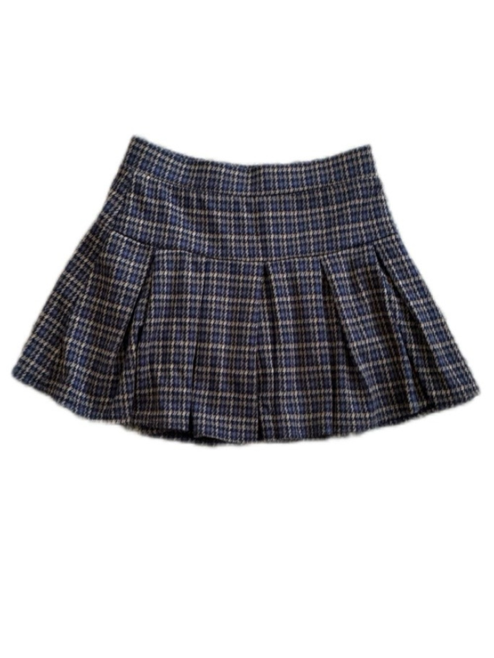 American Eagle Outfitters Navy and Gray Plaid Pleated Mini Skirt with Short XS